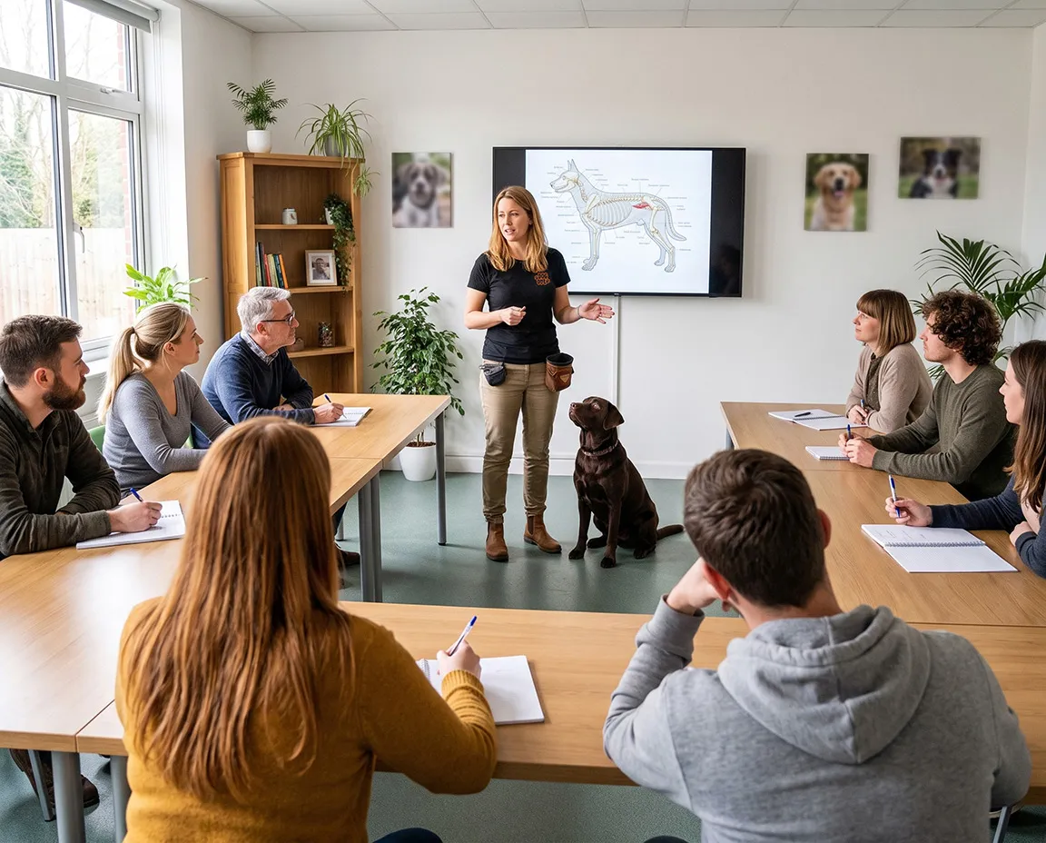 Lezione in aula durante un corso di formazione cinofila